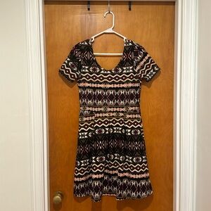 Francesca’s Patterned Fit and Flare Dress